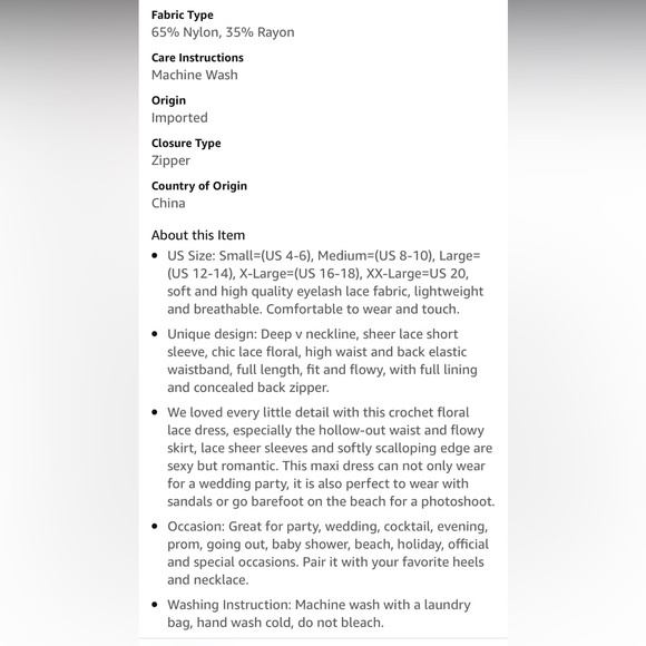 Wine long lace dress , new no tags , please see measurements chart - Picture 4 of 8